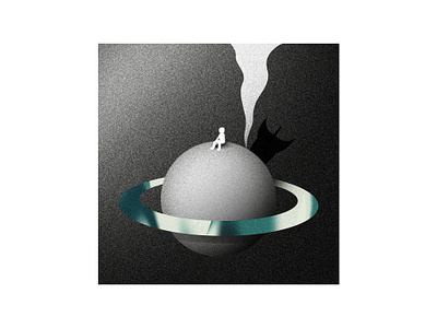 Stuck 2d alien character colors design flat gradient grain illustration illustrator mars moon noise planet saturn smoke space spaceship stuck vector