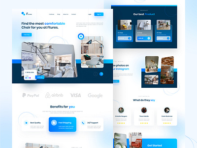 Ftures - Website Design 2022 chair chair web design clean ui design furniture furniture web design landingpage ui ui trend uidesign uiux webdesign