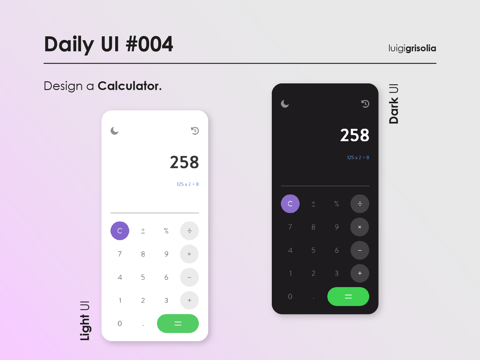 Example of Daily UI #004 - Design a Calculator.