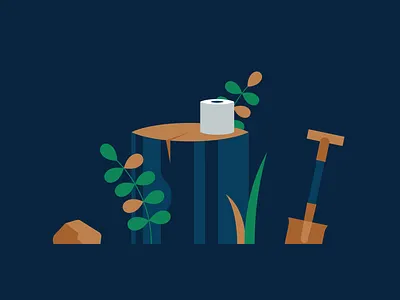Happy Weekend flat illustration nature night outdoor paper pooping showel toilet tree trunk vector