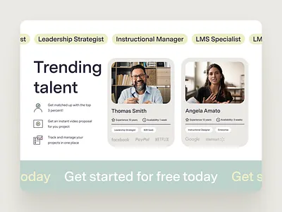 Landing page brand brand designer brand identity branding design icon illustration landing page logo talent typography ui webflow website website design