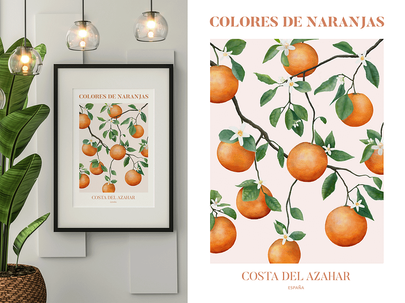 Poster: Colors of Orange Blossoms 300 dpi affiche banner blossoms design flowers hand painted jpg naranjas orange oranges png poster psd sticker