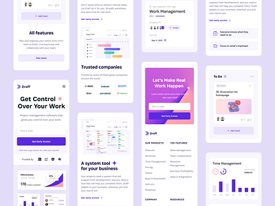 Draff | Project Management Landing Page - Mobile Version app clean illustration ios landing page mobile mobile app mobile app design mobile responsive mobile responsive design mobile version product design project management project manager responsive design software ui ui design user interface ux