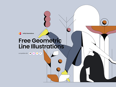 Free Geometric Line Illustrations characters download free freebie geometric illusta illustration scenes svg vector