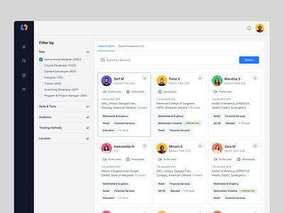 Search a talent applications box cards dashboard design figma freelancers hiring jobs product design profile search talent talent search ui ux workers