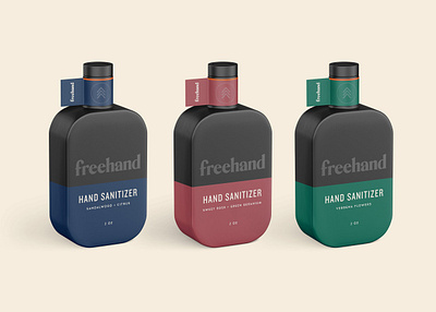 Freehand Hand Sanitizer branding colorful cosmetic design fashion graphic design identity logo minimal packaging startup typography