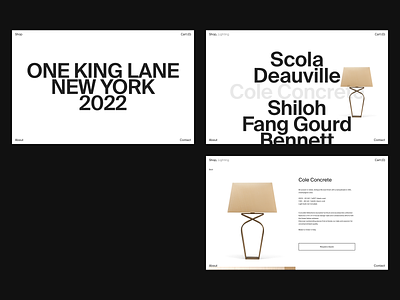 Lighting clean decor ecommerce editorial furniture grid interior design lamp layout lighting minimal shop table typography ui website white space