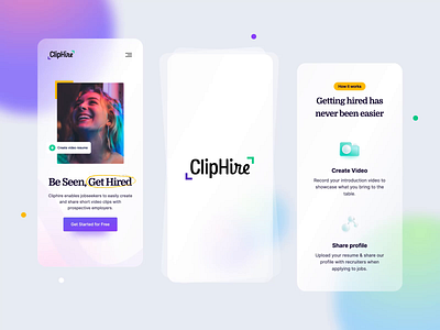 Cliphire Mobile design 3d agency design hiring icon illustration mobile resume ui video website