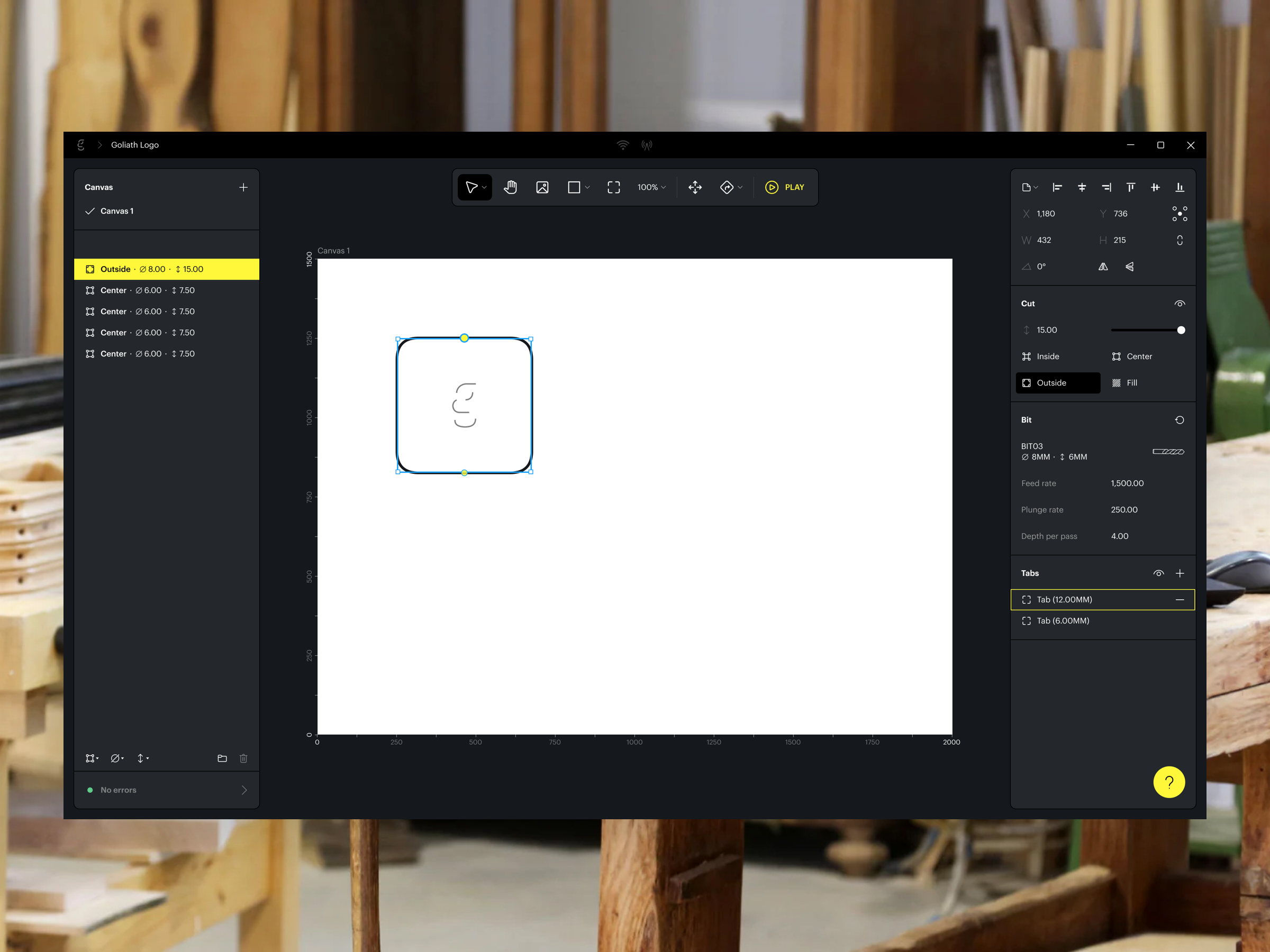 Software for controlling a CNC robot app cam cnc cut desktop editor layout robot software ui