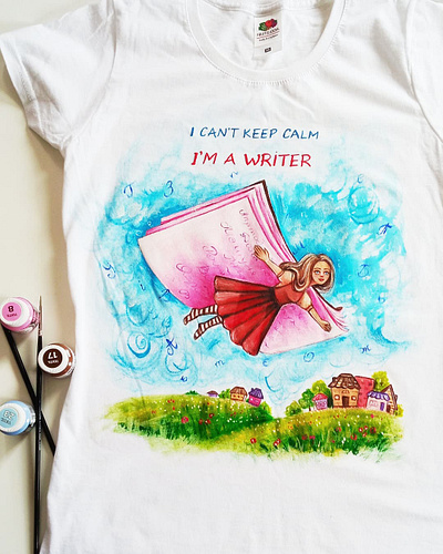 T-shirt hand-painted, customization, writer design fashion hand painted handmade paint painting