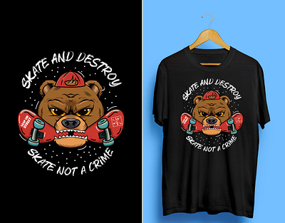 Teddy Bear with Broken Skate T-Shirt Design. artwork bear branding design fiverr game graphic design illustration shirt shirt design teddy tee tshirt tshirt design typography vector