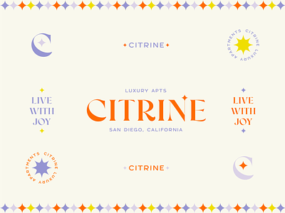 Citrine apartment badge brand identity branding bright design joy logo mid century modern mid mod real estate stars typography