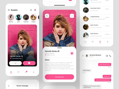 Bubble - Dating Mobile App chat date date app dating dating app dating mobile app girl love match matching mobile mobile app mobile design relationship romance social tinder ui uiux uiuxdesign