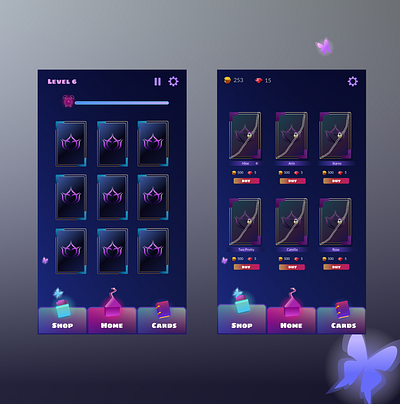 UI/UX design for cards mobile game branding design graphic design logo ui ux