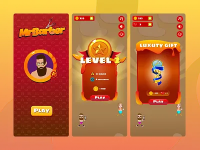 UI/UX design for mobile game MrBarber design graphic design illustration logo ui ux