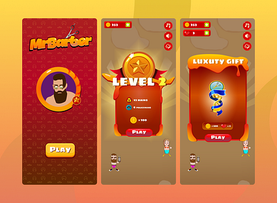 UI/UX design for mobile game MrBarber design graphic design illustration logo ui ux