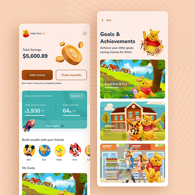 Kids' Savings App bank design fintech kids money savings