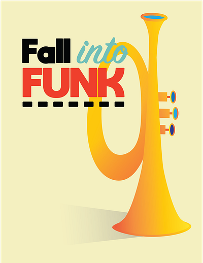 Fall Into Funk Poster art autumn design funk funky high school illustration illustrator jazz music minimal minimalism music primary colours trumpet vector