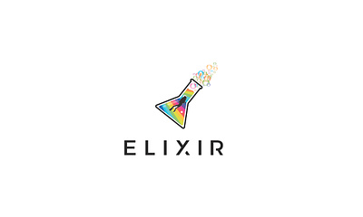 ELIXIR branding bubbles design diving flat illustration logo logo design minimal minimalist logo modern rainbow scuba swimming ui unique