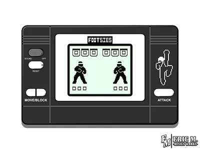 Misc.: Footsies - The Handheld LCD Game! affinity designer concept design design concept fighting game graphic design illustration logo mockup old school retro street fighter ui ux vector video game vintage