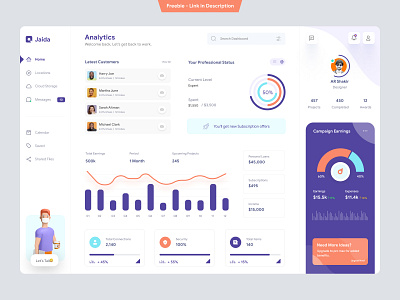 Freelancer Dashboard UI Concept admin admin interface admin panel admin theme admin ui amdin analytics chart circle graph dahsboard dashboad dashboard data graph grid view interface list view sidebar stats user dashboard