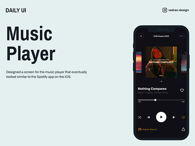 Daily UI 9 - Music Player clean daily dailyui dark mobile music player ui