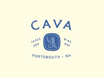 Wine Bar Logo Concept bar blue branding design graphic design illustration lettering logo mermaid restaurant tapas vintage wine
