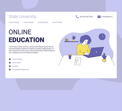 Landing page Online education Vector illustration hand art design education illustration landing landing page logo purple site student university vector very peri