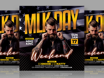 MLK Day Weekend Flyer advertising design event event flyer flyer design flyer template martin luther king mlk day mlk weekend mock up nightclub party event party flyer poster psd template template template design usa usa event