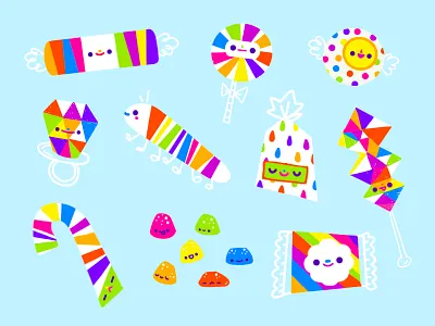 Candy Friends candy color cute graphic design illustration kawaii rainbow shapes