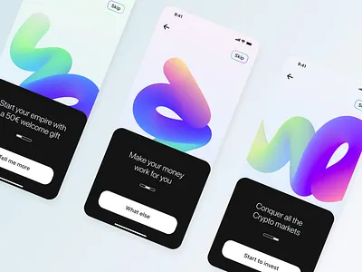 Crypto Wallter Onboarding app branding design typography ui ux