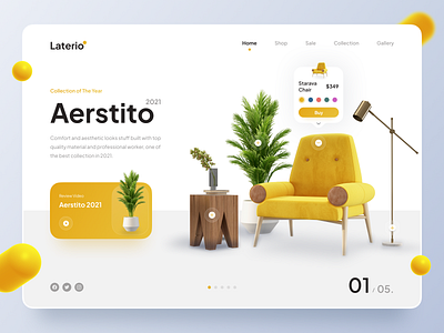 Laterio – Interior Hero 🛋 3d arch architect clean furniture hero hero page inspiration interior interior design interior website landing landing page minimalis trend trend 2022 trends ui website website hero