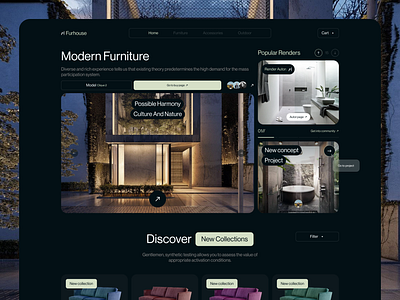 Modern Furniture Website Design e commerce design furniture furniture platform furniture website interactive elements interior design landing page layout online shopping platform design product showcase smart filters ui ui design ux ux design ux ui web innovation web platform website