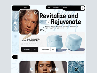 Skincare E-commerce Landing Page beauty industry beauty website cosmetic store digital branding e commerce design interactive elements landing page online shopping platform design product page product showcase responsive ui skincare store ui design user friendly ux design ux ui web design web interface website