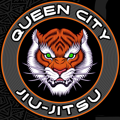 Queen City Jiu Jitsu logo and rash guard design apparel bjj branding illustration illustrations jiu jitsu logo logo design martial arts mma rash guard tiger tiger face tiger head tiger logo vector vector art