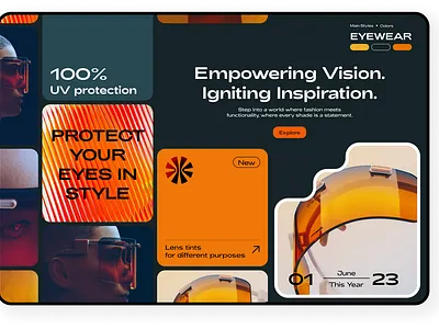 Eyewear Fashion E-Commerce Website digital store e commerce e commerce design eyewear eyewear website fashion store interactive layout landing page modern interface platform design product landing product showcase shopping experience sunglasses ui typography ui design ux design ux ui web design website