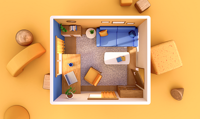 3D Room Illustration 3d 3d art 3d illustration 3d room 3dart 3droom lowpoly lowpoly room