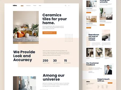 Inline Ceramics - Landing Page Exploration ceramic ceramic shop clean design ecommerce figma furniture home page interior interior landing page landing page minimalist ohaio online shop shop tiles tiles sop ui ux web design