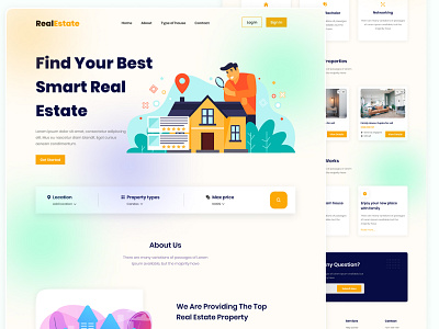 Real Estate Landing Page Web UI 3d website brand identity branding building construction creative website design figma graphic design homepage illustration mobile app design modern logo print design product design properties website real estate real estate agency real estate landingpage uiux web design