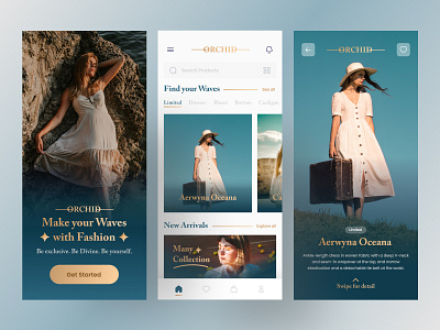 Orchid - Luxury Fashion Shop Mobile App app clean dark mode design dribbble fashion figma gold inspiration luxury mobile mobile app old retro shop simple store ui ux vintage