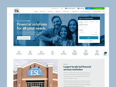 ESL Credit Union Website UX/UI Design clean credit design finance homepage minimal typography ui union ux website