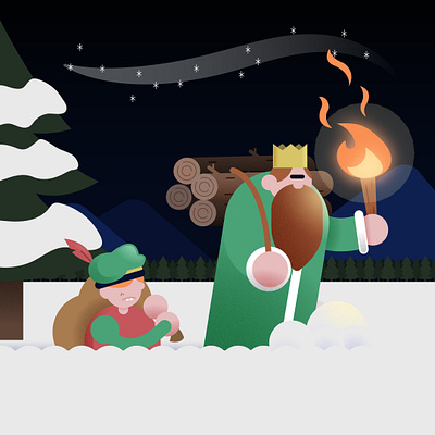 King Wenceslas & Page cartoon character cute illustration
