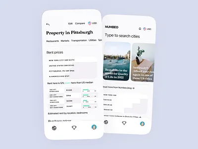 Numbeo | Cost of Living app app apple compare comparison concept cost crowdsource crowdsourced data database design interface ios life numbeo quality statistic statistics tool ui