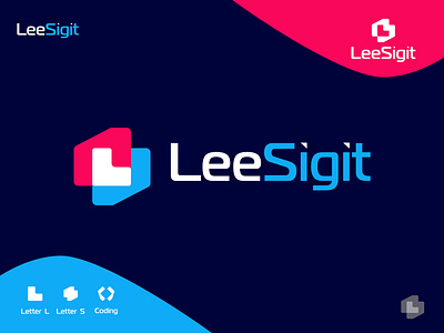 LeeSigit logo for NFT website /crypto company blockchain branding code coding cryptocurrency developer ecommerce identity it letter mark monogram logo logo design logos nft nfts overlapping programmer programming software tech