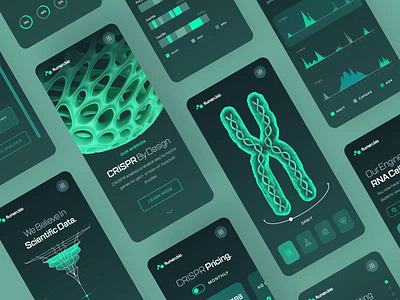 Flumen Bioscience - Mobile UI/UX Overview 3d ai animation biology biotech cancer chemistry dark dna drug green health medical mobile pharma protein science ui ux web design