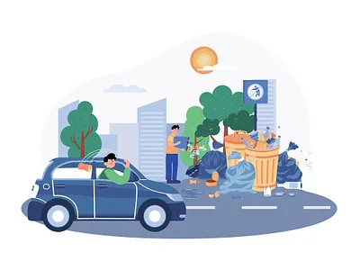 Garbage On The Road Illustration Concept danger