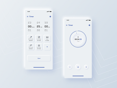 Timer App design neomorphism style timerapp ui