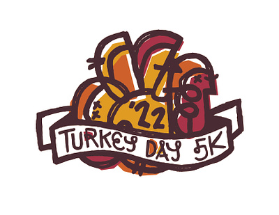 turkey day 5k branding design fun run graphic design illustration logo mpls road race running texture thanksgiving turkey turkey trot vector