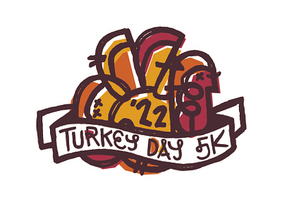 turkey day 5k branding design fun run graphic design illustration logo mpls road race running texture thanksgiving turkey turkey trot vector