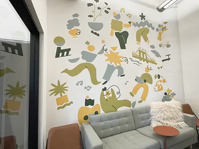 S/K Creative Mural art creative illustration mural mural art office office art office vibe paint painting team work work area work space